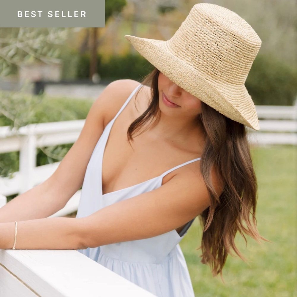Jenni Kayne Straw Sun Hat in Natural Beige